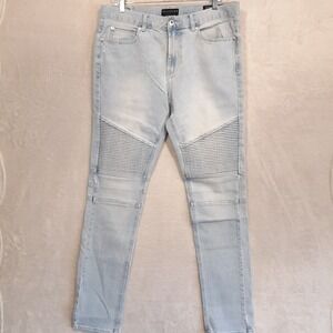 BULLHEAD Denim Co. Mens Stacked/Skinny Jeans Sz.32x32/Blue/Moto Style/Denim